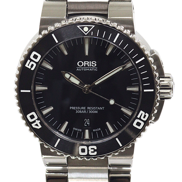 ORIS オリス メンズ腕時計 アクイスデイト 01 733 7653 4154-07 黒文字盤 自動巻き 仕上げ済
