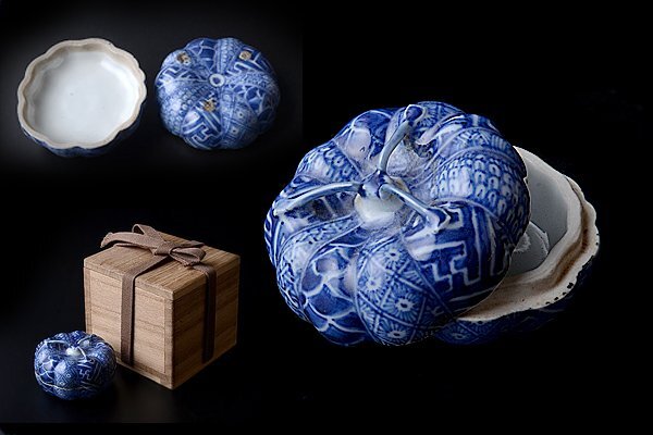 u538【和み】茶道具 明時代 祥瑞染付蜜柑香合 検 茶道具煎茶道具 u538【和み】茶道具 明時代 祥瑞染付蜜柑香合 検 茶道具煎茶道具