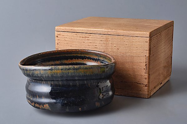 明治時代頃・瀬戸・加藤春逸（二代・加藤作助）・志野・柳絵・四