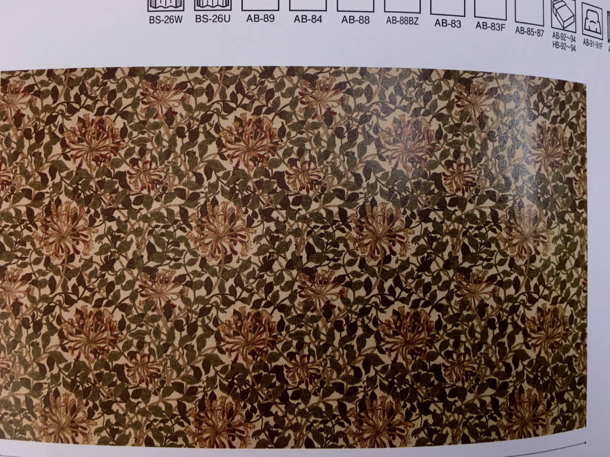 川島織物　ウイリアムモリス　生地　MM3148　RO ハニーサクル　 140cmx50cm_画像1