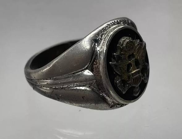 US ARMY ビンテージ リング 米軍 シルバー ブラックオニキス 白頭鷲 ゴールド WW2 AIR FORCE STERLING _画像2