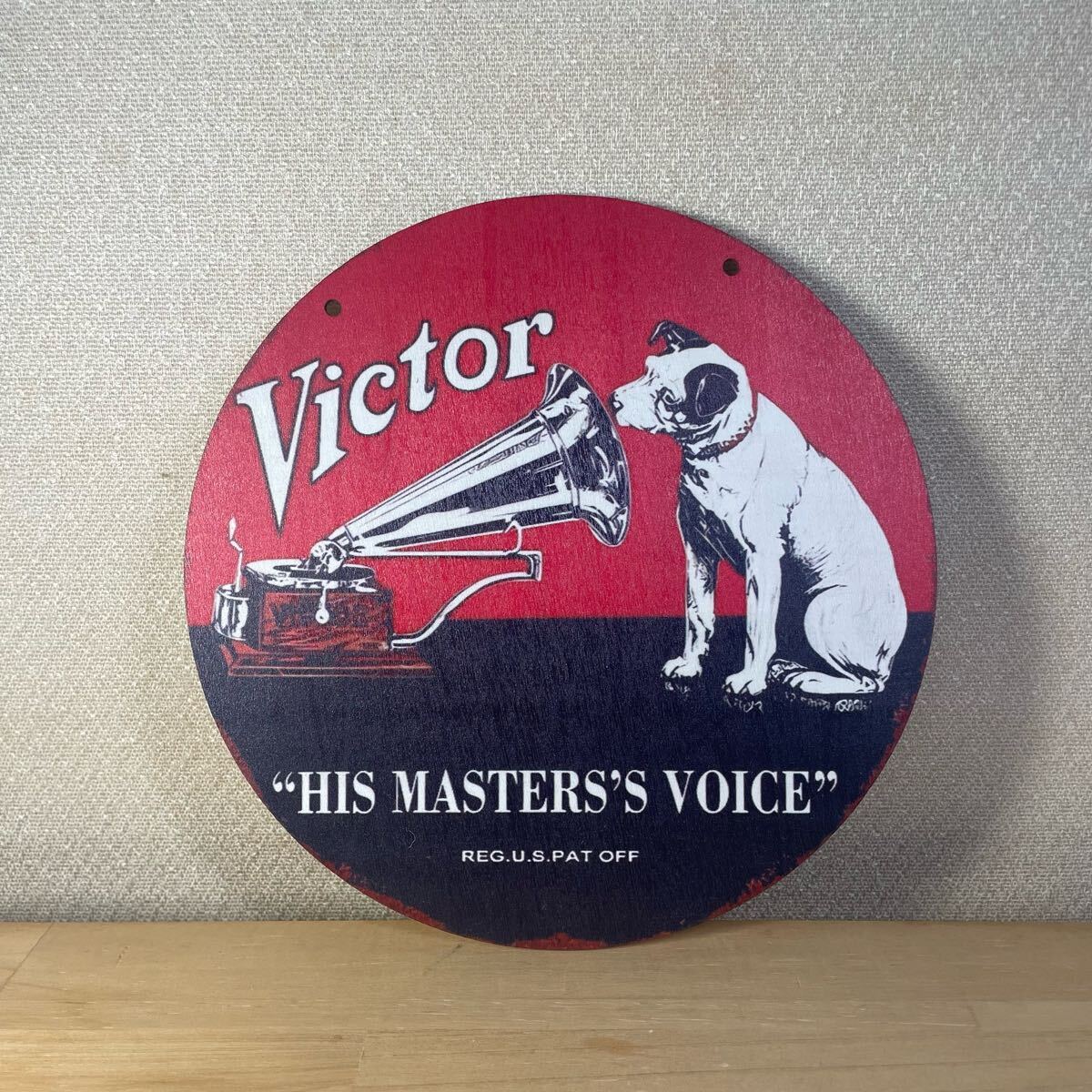 Victor ビクター His Master's Voice 木製 プレート 看板 壁掛け Victor ビクター His Master's Voice 木製 プレート 看板 壁掛け