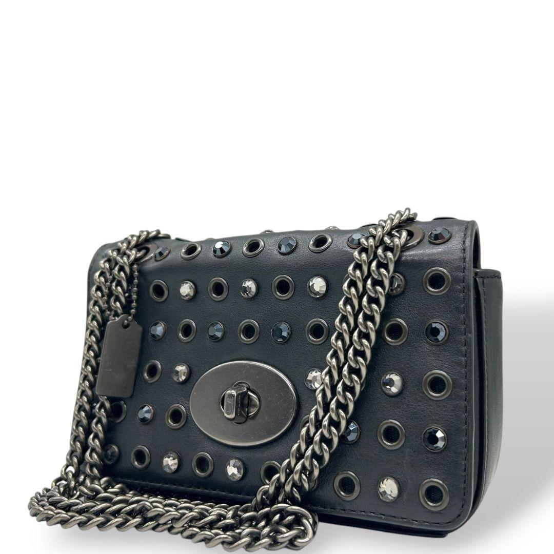 極美品 coach コーチ チェーンショルダーバッグ ターンロック s60 