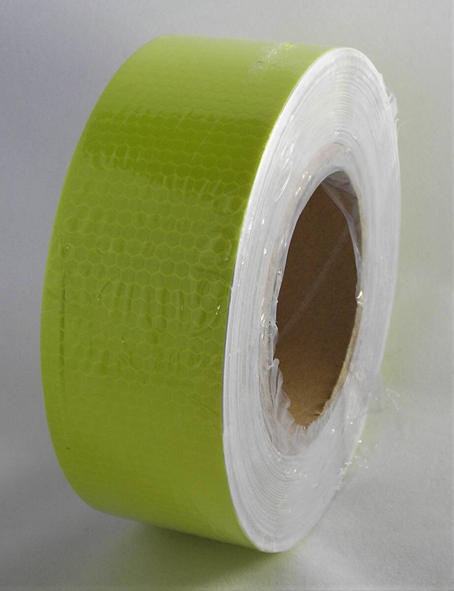 高輝度 反射 テープ 黄金色 イエロー 幅5cm 長さ25m 蛍光 ステッカー 事故 防止 安全 標識 車装飾 シール 耐水性_画像7