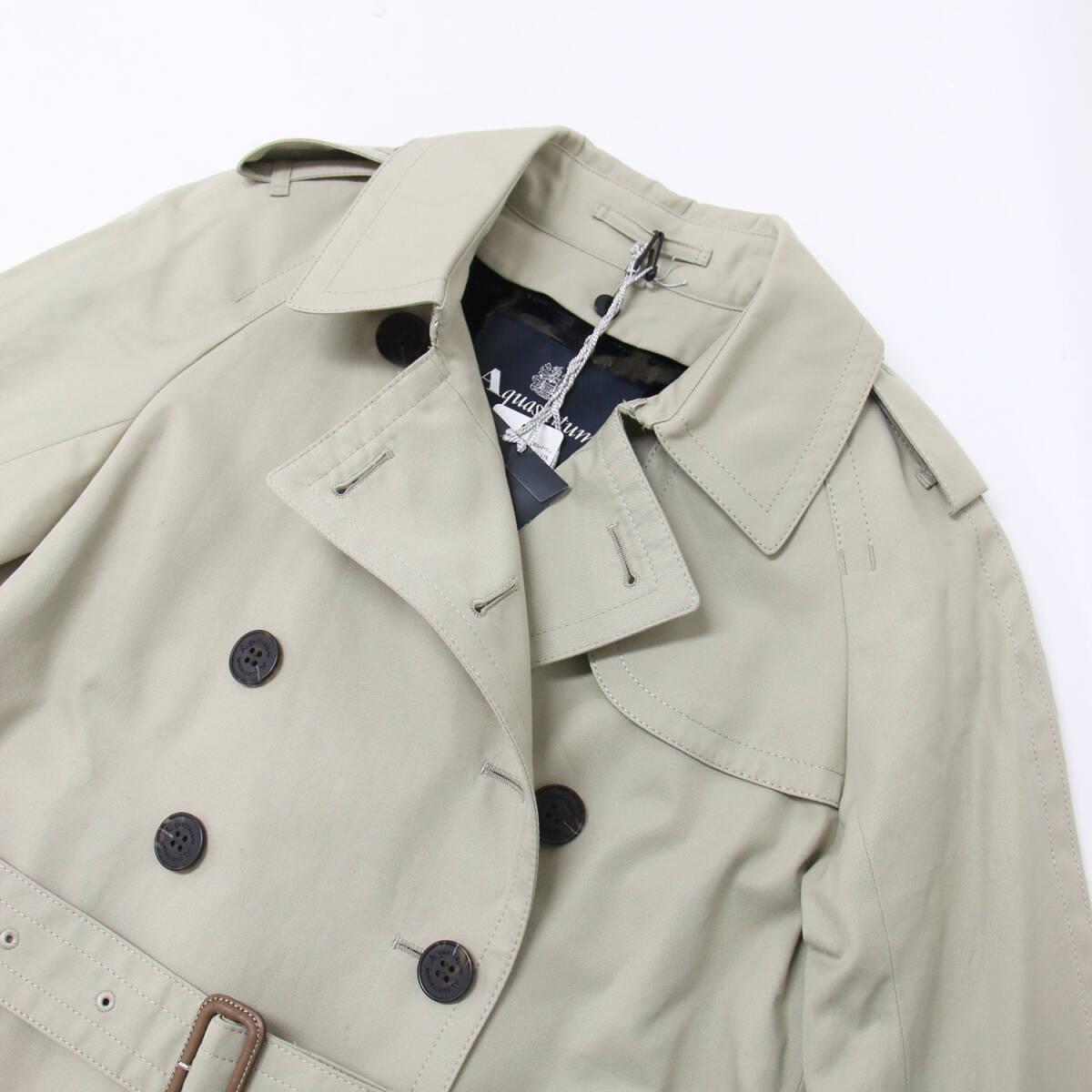 【新品】Aquascutum アクアスキュータム コート ベージュ サイズ:6(S) / ベーシック トレンチコート / ロング丈 ライナー アニマル柄