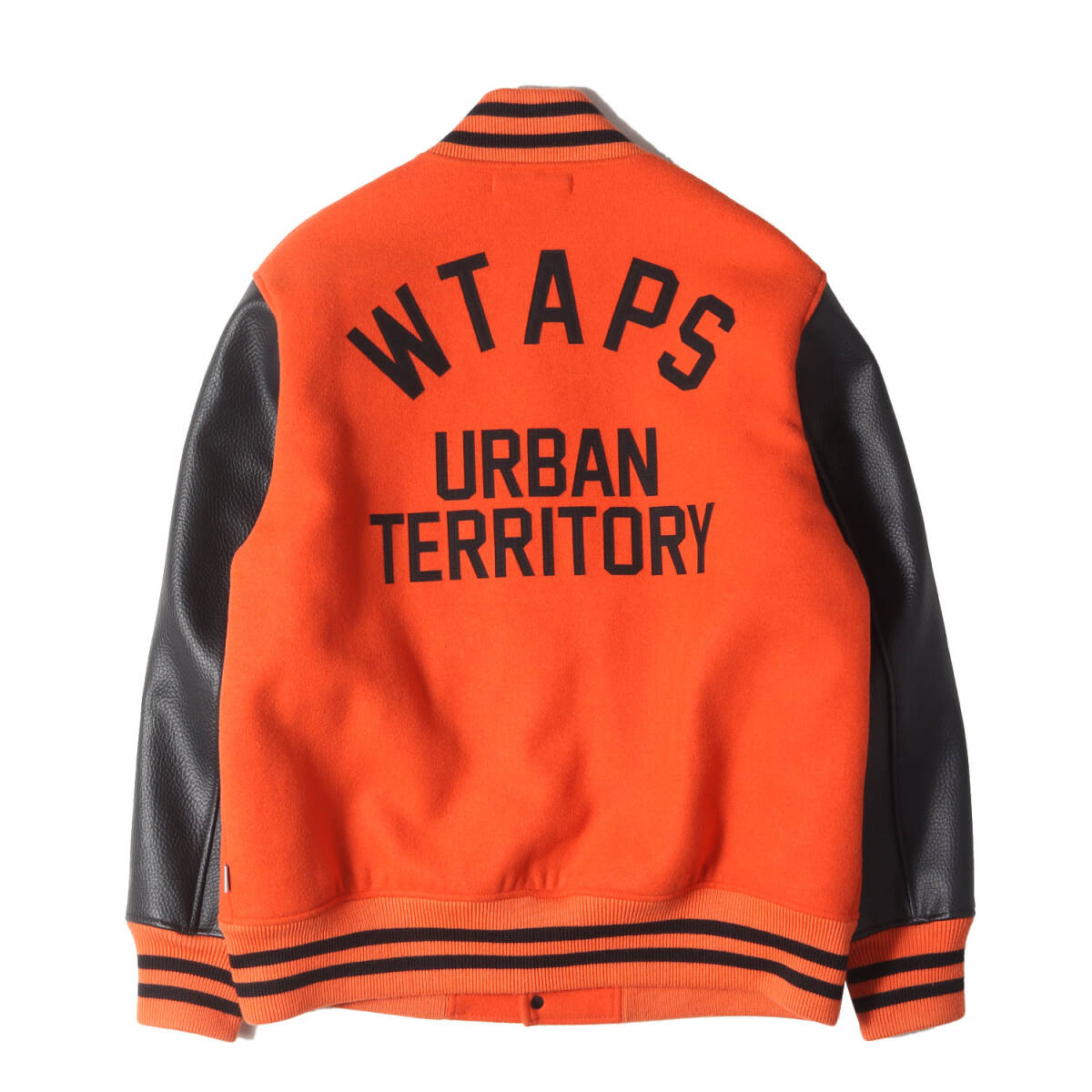 WTAPS ダブルタップス ジャケット サイズ:L / 袖フェイクレザー メルトンウール スタジャン (CLUB / JACKET) / オレンジ ブラック