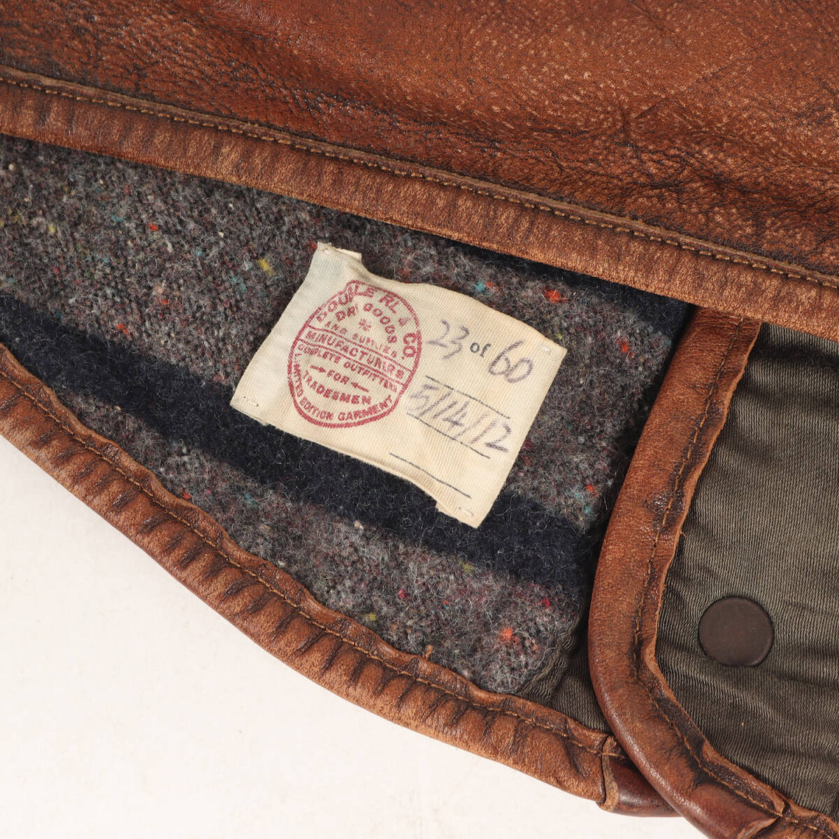 美品 RRL ダブルアールエル ベスト サイズ:S LIMITED EDITION 世界60枚限定 レザー 里地ブランケット スナップボタン ベスト ブラウン