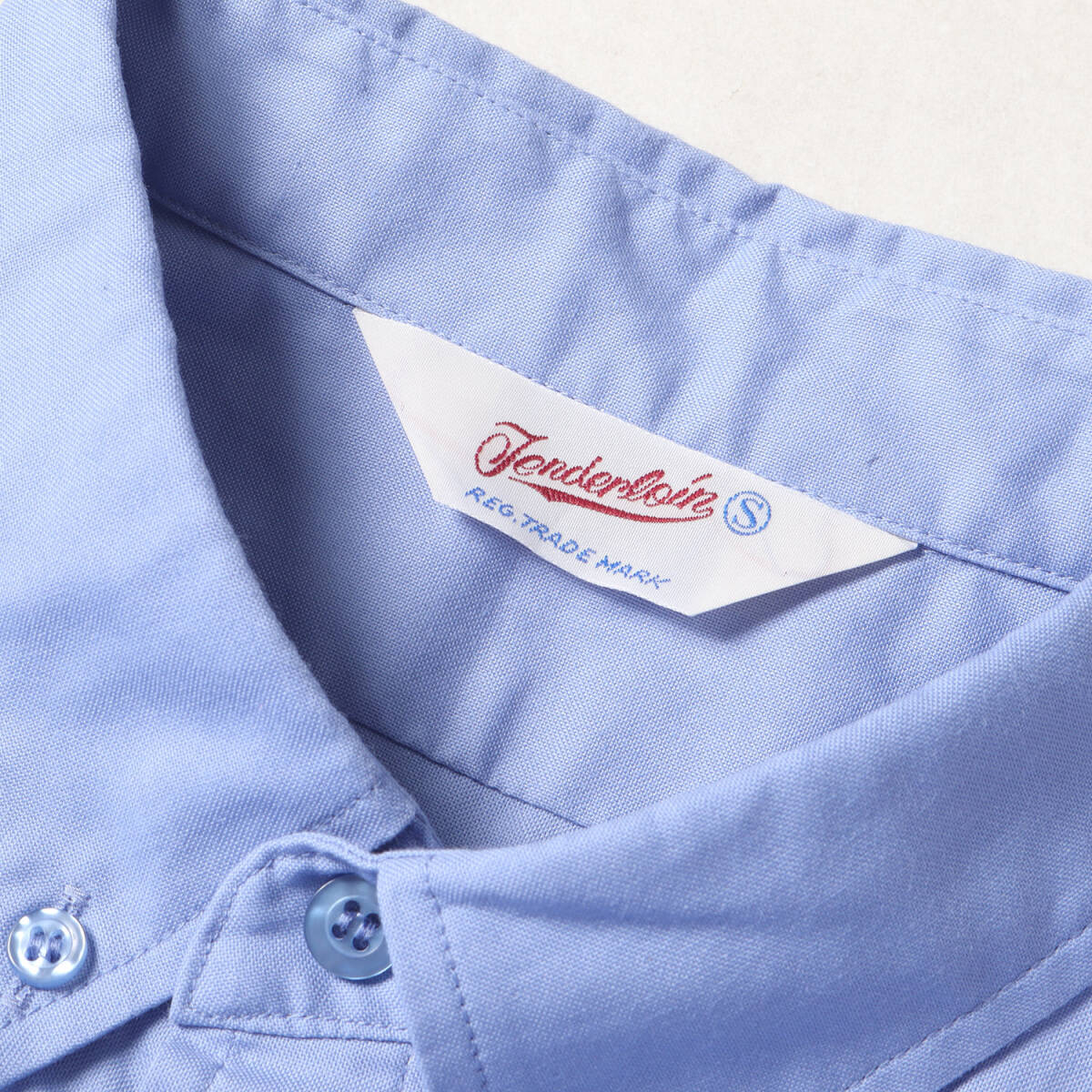 TENDERLOIN テンダーロイン シャツ サイズ:S ワッペン付き レーシング ボタンダウン 半袖シャツ T-RACING SHT U BD S/S サックス トップス