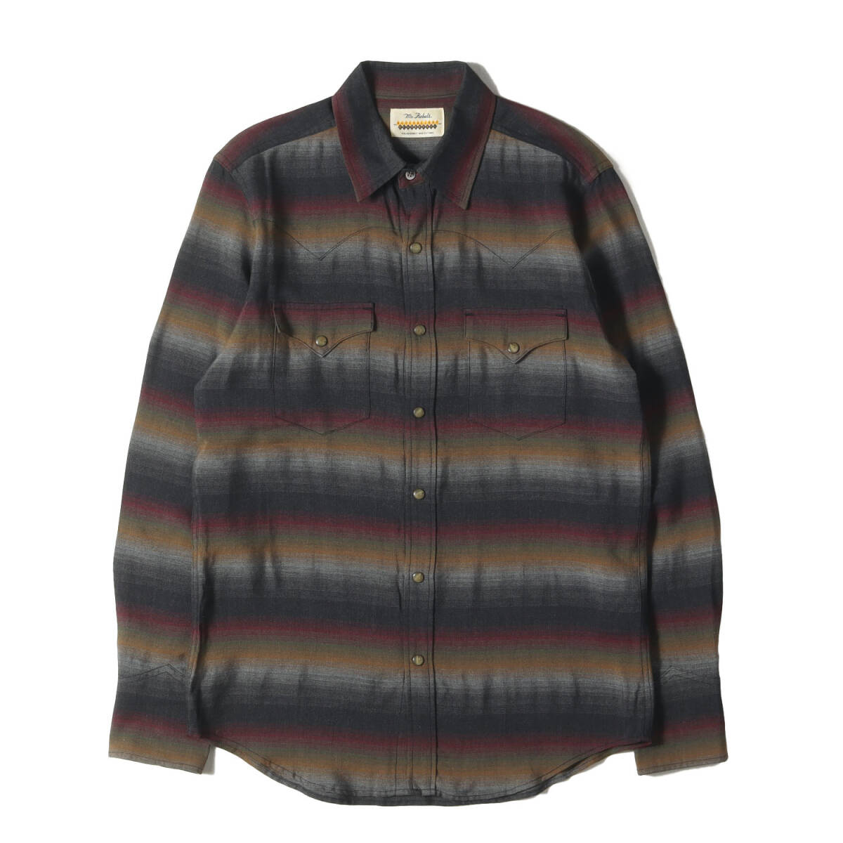 【美品】RUDE GALLERY ルードギャラリー シャツ サイズ:M / BLACK REBEL オンブレボーダー レーヨン ウエスタンシャツ / トップス