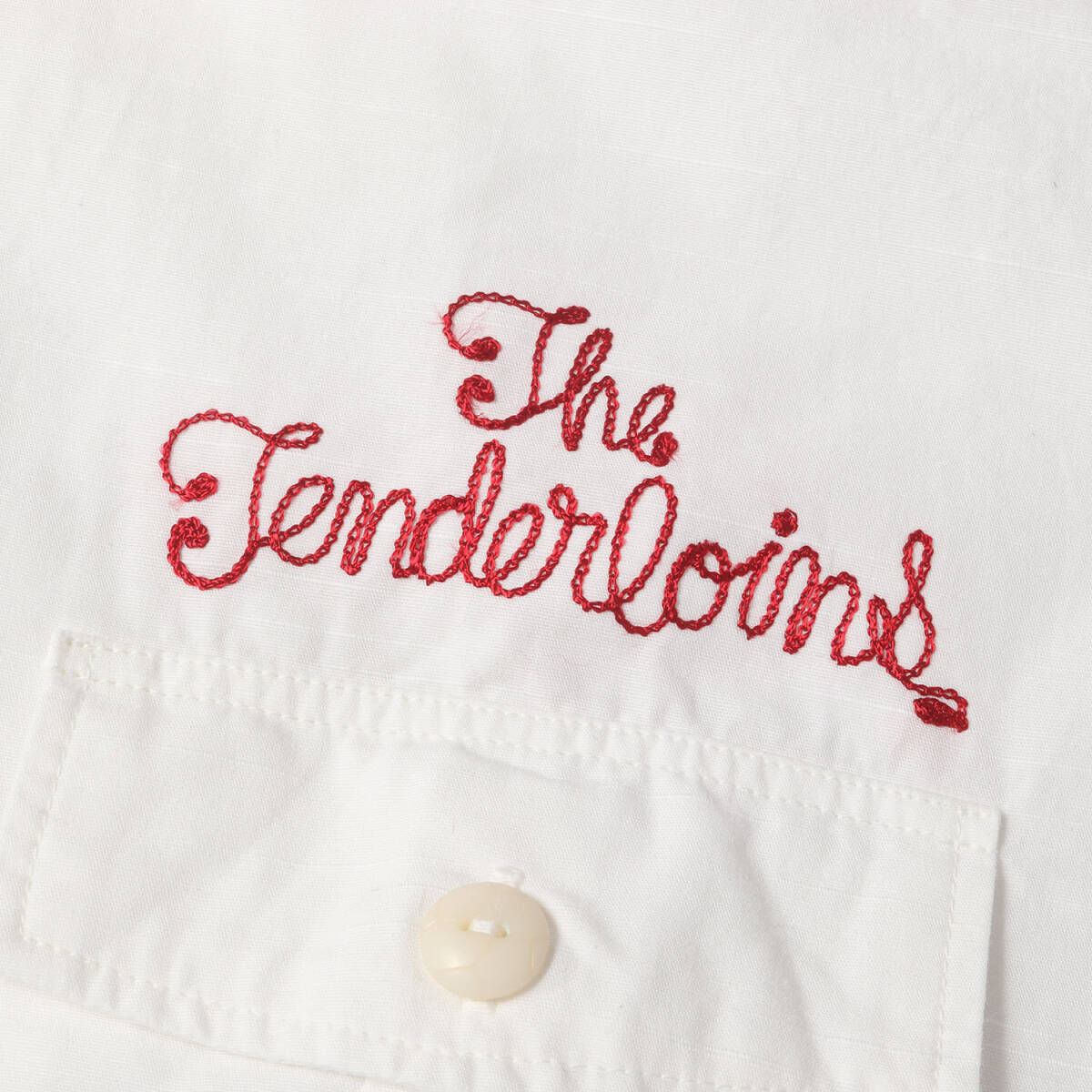 TENDERLOIN テンダーロイン シャツ サイズ:XS / チェーン刺繍ロゴ コットンスラブ ワークシャツ / ホワイト / トップス カジュアルシャツ