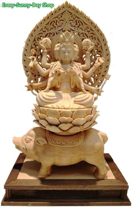 木彫りの仏像 摩利支天 木彫り 置物 摩利支天 騎猪像 守護神 木彫りの仏像 摩利支天 木彫り 置物 摩利支天 騎猪像 守護神