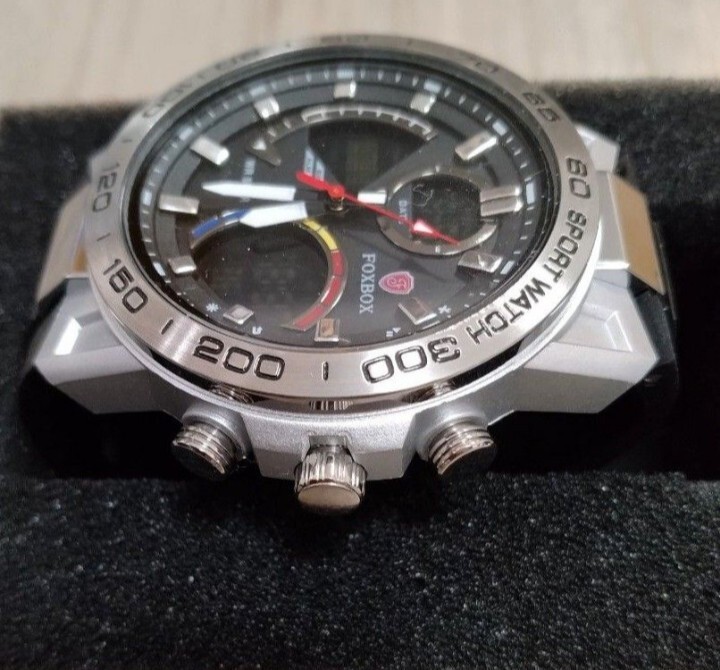 FOXBOX (LiGE) メンズ腕時計 デュアルウォッチ 50M防水 シルバーブラック 新品未使用！送料無料_画像8