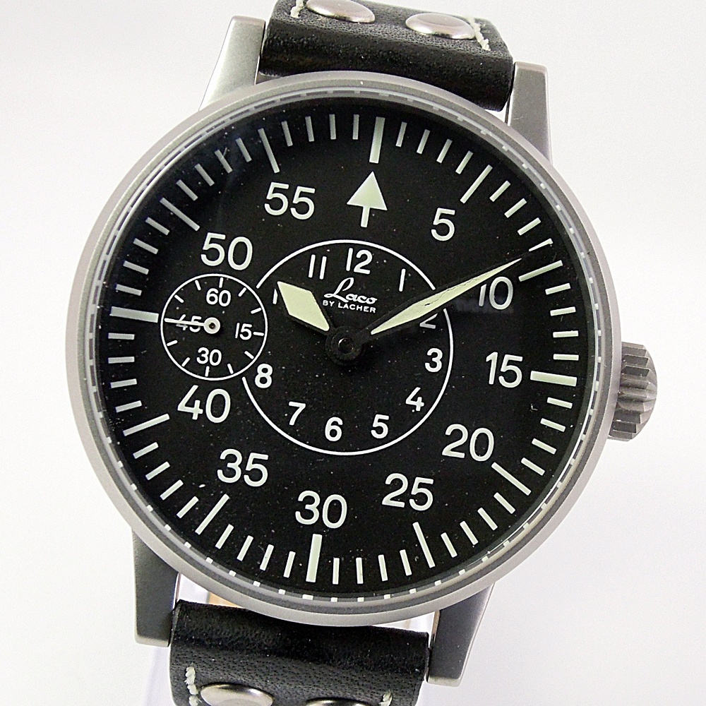SS Laco ラコ メンズ ETA 6497-2 UNITAS 2針9時秒針 裏スケ 手巻 ドイツブランド 01/25 定価12万円 《 即決・消費税無・送料込 》 箱