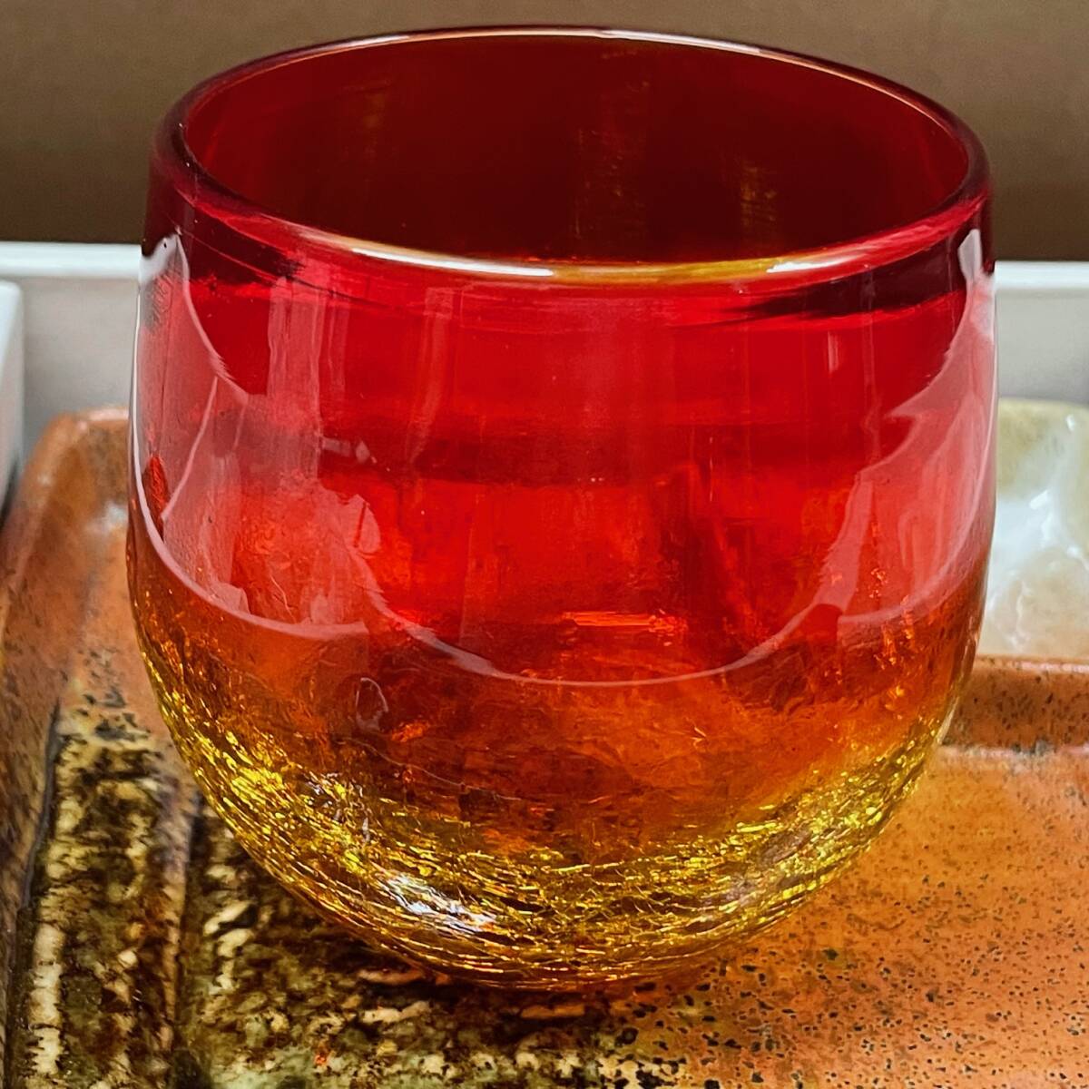 未使用品 個人保管品 炎技献上 ほろ酔い揃 琉球浪漫ガラス 美濃焼 _画像8