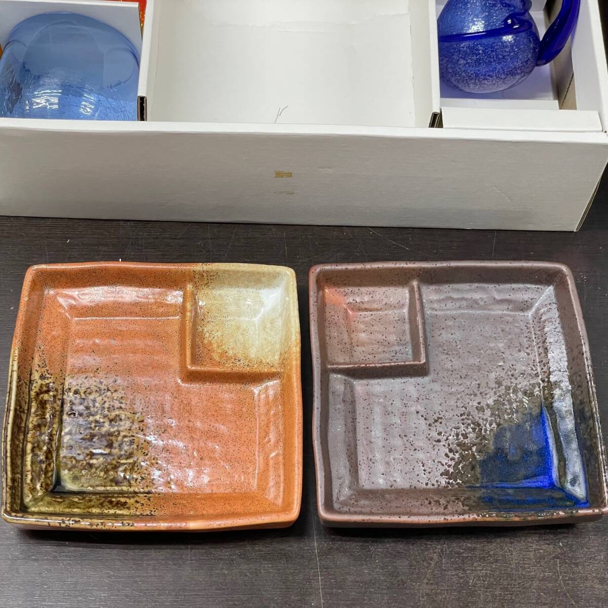 未使用品 個人保管品 炎技献上 ほろ酔い揃 琉球浪漫ガラス 美濃焼 _画像4