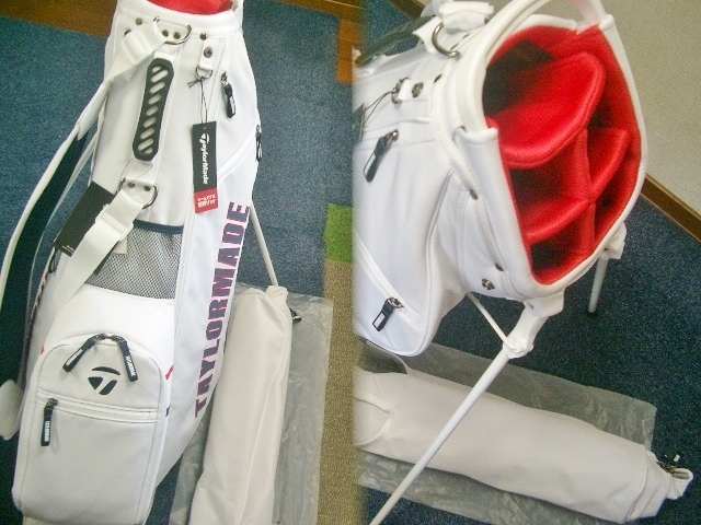 未使用　テーラーメイド　レディース＆ユニセックス　コンパクト　取っ手付　スポーティ　白赤紺　スタンドバッグ _画像3