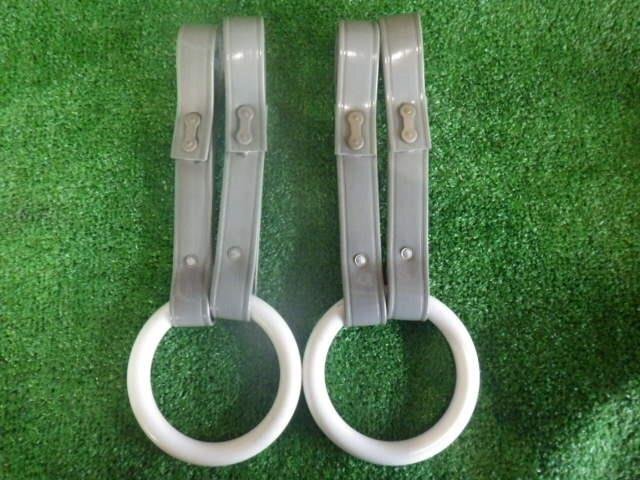 【青森発】中古 「つり革」 路線バス外し 2個セット 汚れ有　丸部直徑10cm 革部2.5cm×19cm