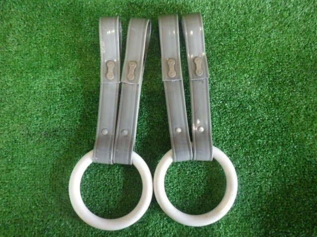 【青森発】中古 「つり革」 路線バス外し 2個セット 汚れ有　丸部直徑10cm 革部2.5cm×19cm
