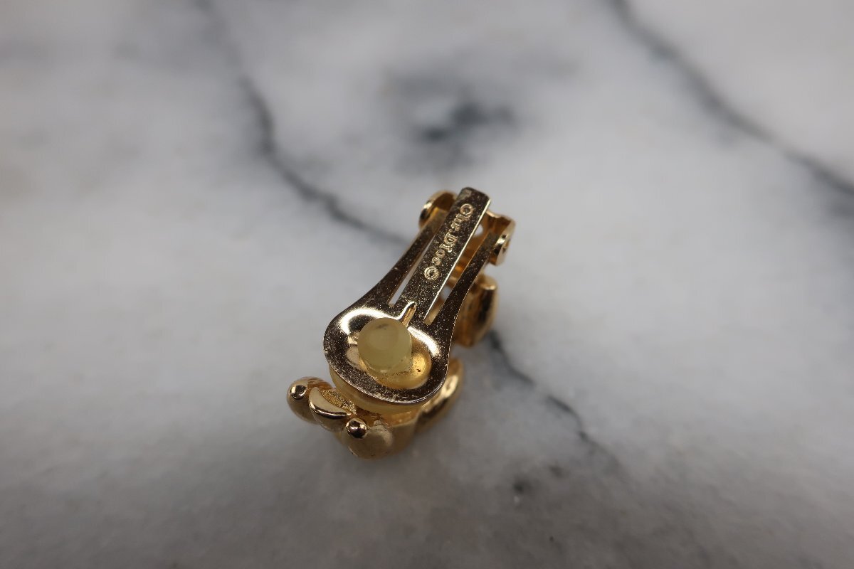 ☆【B送900円】1477　Christian Dior　クリスチャンディオール　イヤリング　アクセサリー　ゴールドカラー　チェーン　ラインストーン