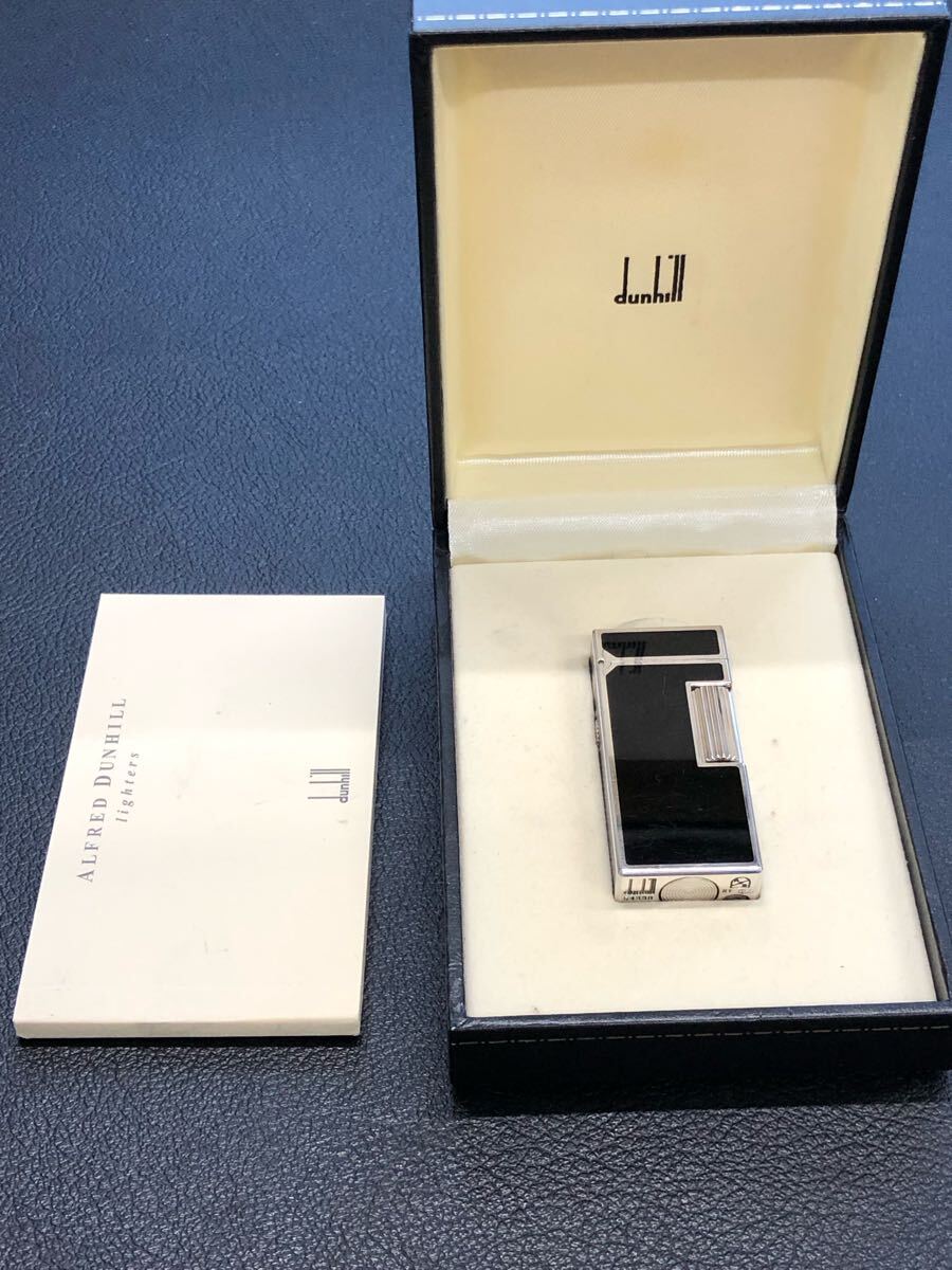 Dunhill ダンヒル ガスライター　ショート　ブラックシルバー　箱付き