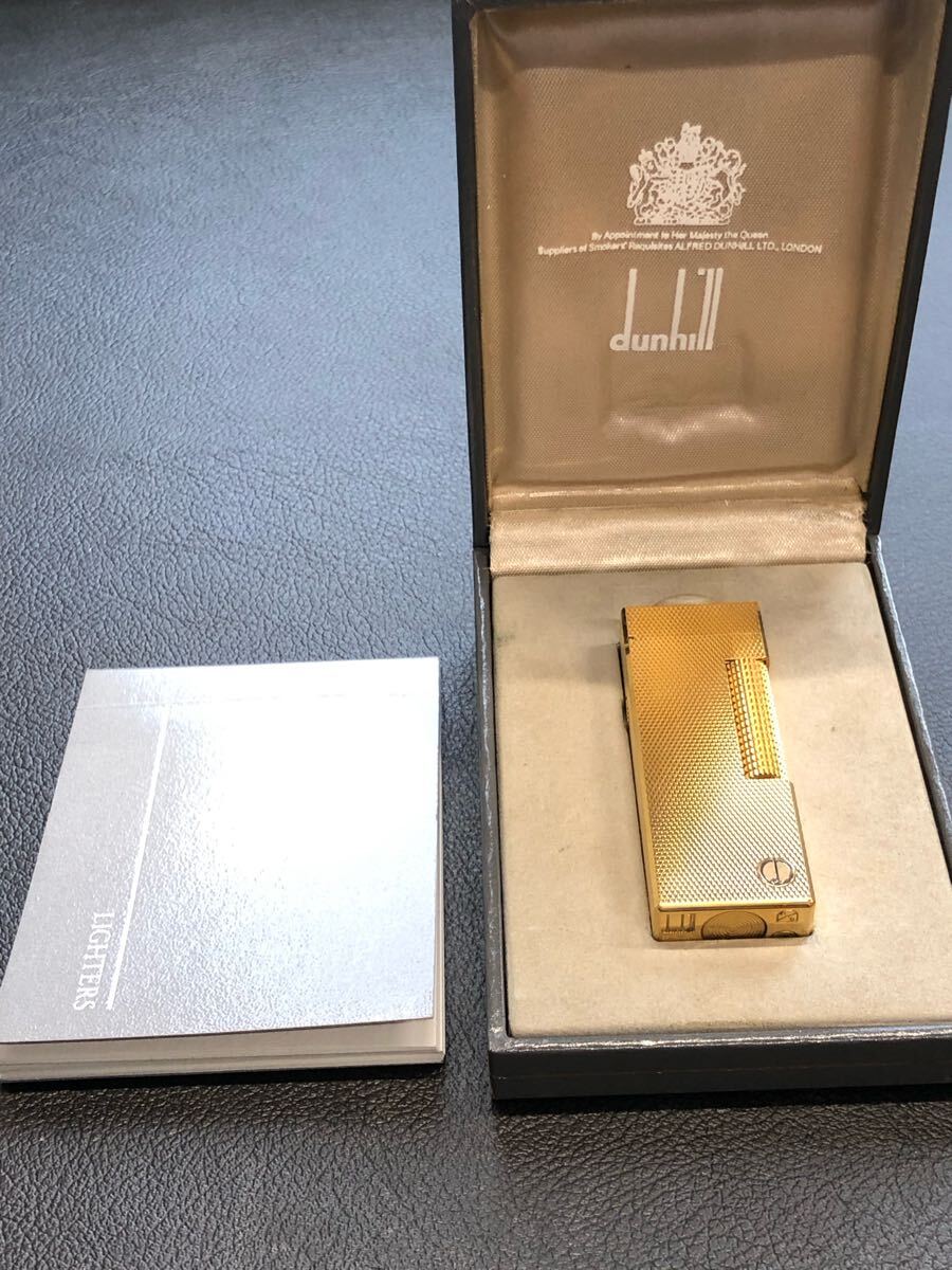 代引き手数料無料 Dunhill ダンヒル ガスライター ゴールドカラー 箱付き 綺麗です アンティーク雑貨