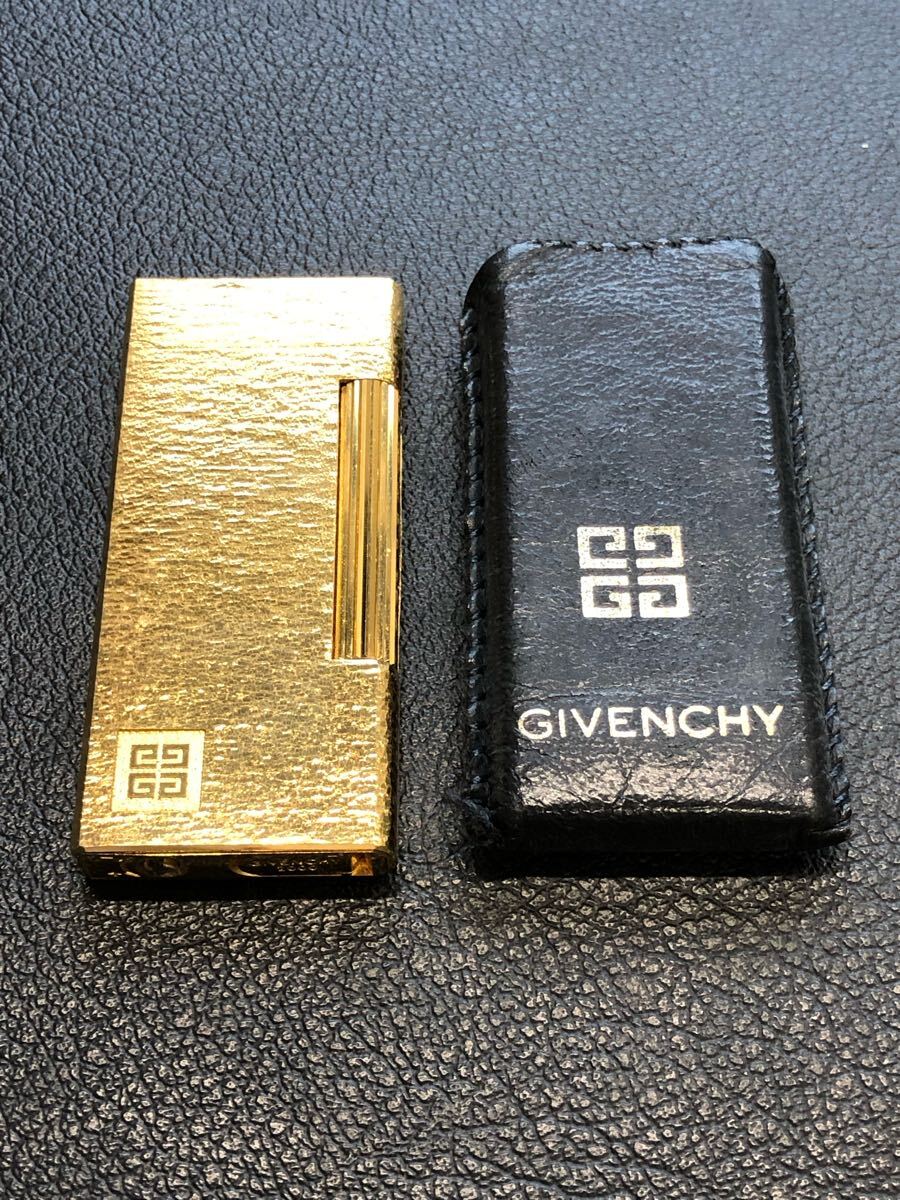 GIVENCHY ジバンシー 2000 ガスライター ゴールド 専用革ケース