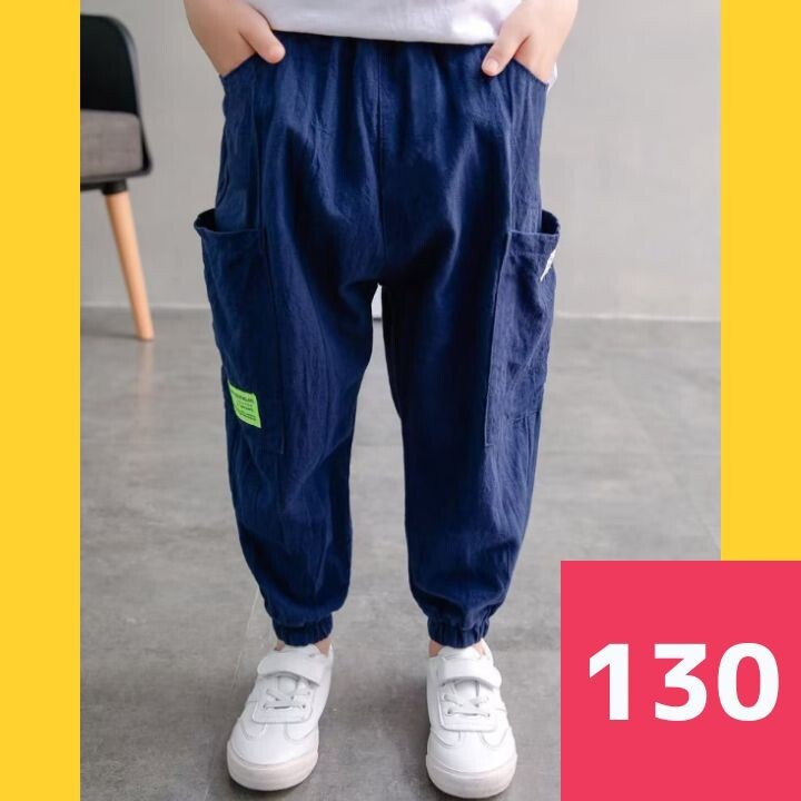 カーゴパンツ キッズ 130 韓國 ダンス カジュアルパンツ 子供服 ブルー