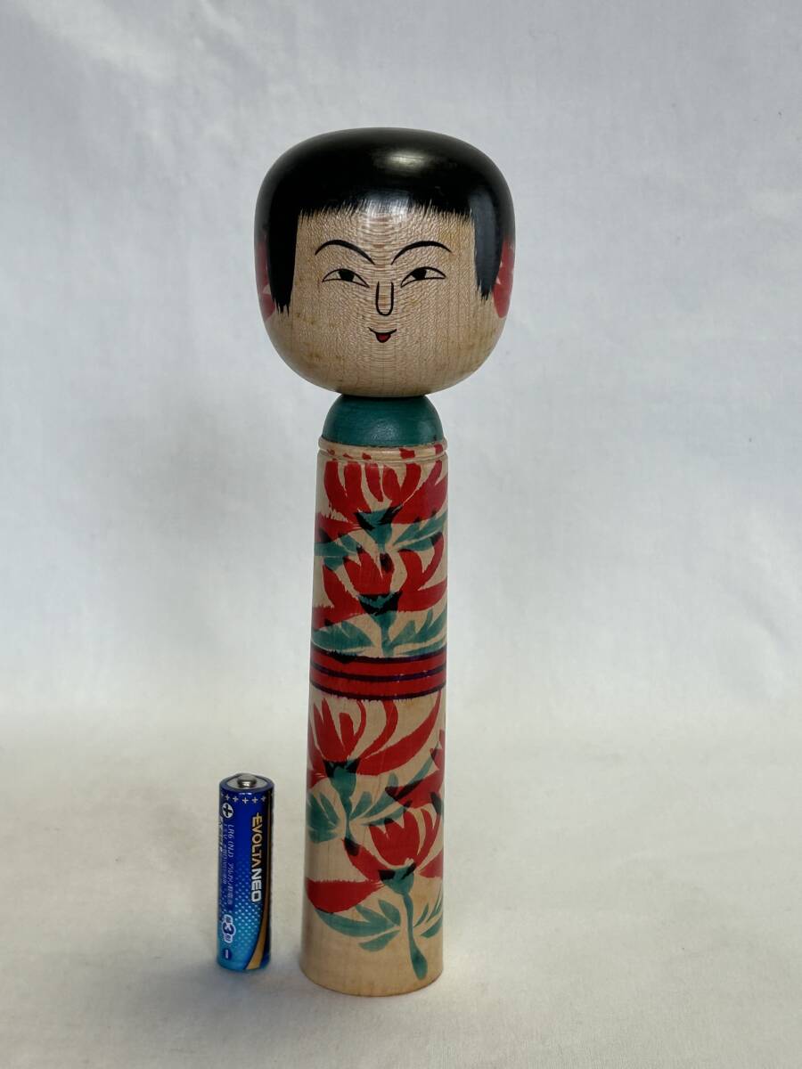 伝統こけし　肘折系　佐藤きく　作品（栗頭型　21.5ｃｍ）