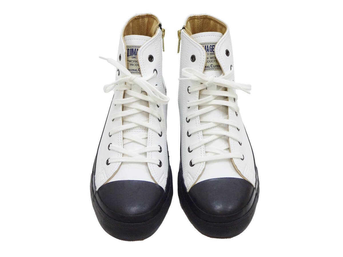 (28cm) 児島ジーンズ マイクロファイバーレザー ハイカット スニーカー ハイパーVソール ヴィーガンレザーシューズ 靴 RNB-8008 白 新品_画像2