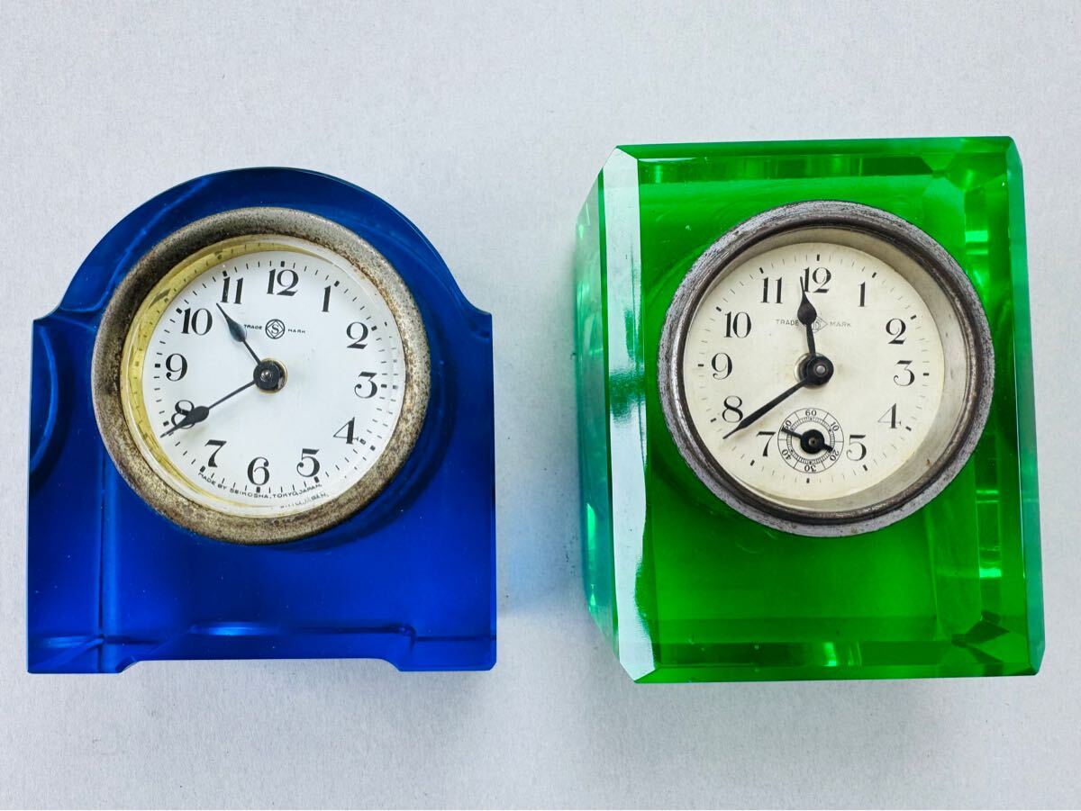 ☆1000円スタート☆ ガラスぶんちん時計 ジャンク品 2台セット ☆1000円スタート☆ ガラスぶんちん時計 ジャンク品 2台セット