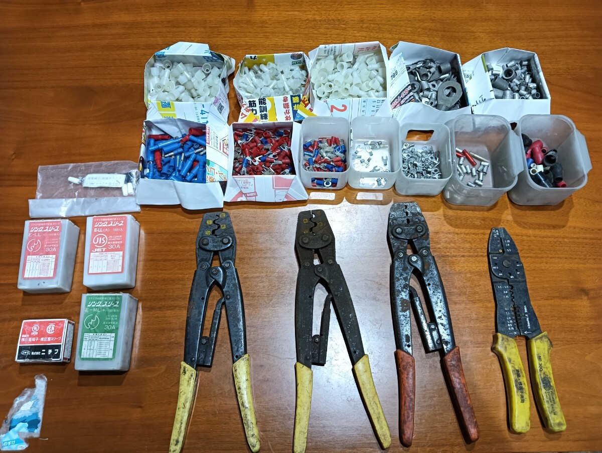 圧着ペンチ スリーブ　工具 電気工事 ケーブル 電工 端子 絶縁 DENSAN LOBSTER まとめて_画像1