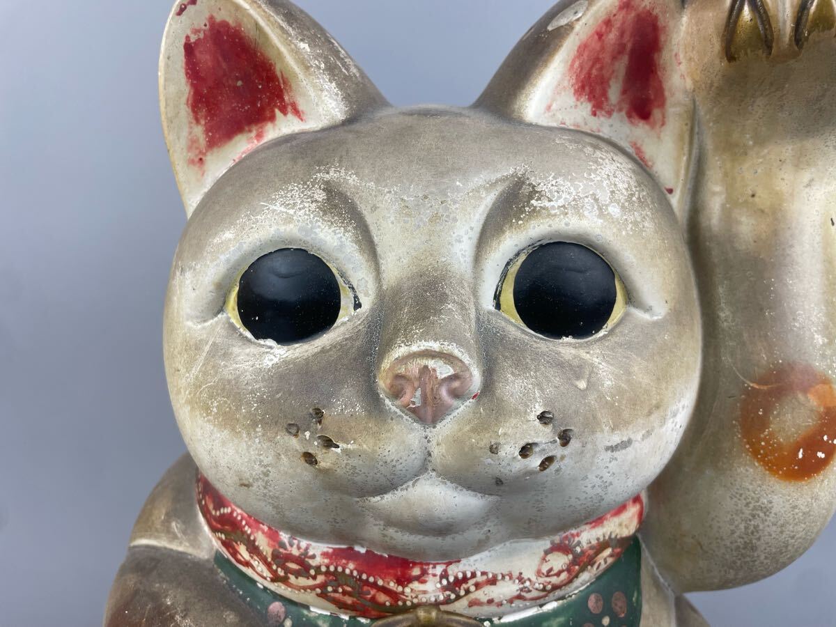 即決【昭和レトロ百貨店】大きな招き猫 戦前土人形縁起物商売
