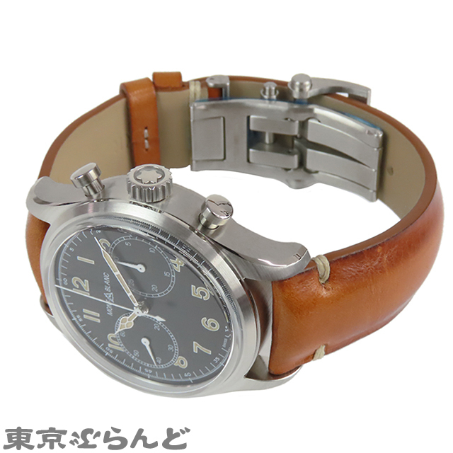 101781426 Montblanc MONTBLANC 1858 автоматический хронограф MB117836 черный SS кожа наручные часы мужской самозаводящиеся часы с ящиком 