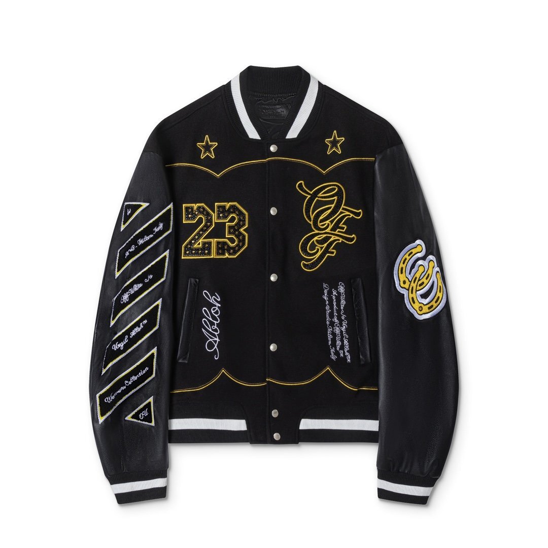 Off-White オフホワイト BLING HORSESHOE VARSITY BOMBER JACKET Off-White オフホワイト BLING HORSESHOE VARSITY BOMBER JACKET