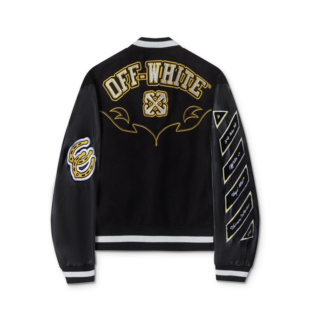 Off-White オフホワイト BLING HORSESHOE VARSITY BOMBER JACKET Off-White オフホワイト BLING HORSESHOE VARSITY BOMBER JACKET