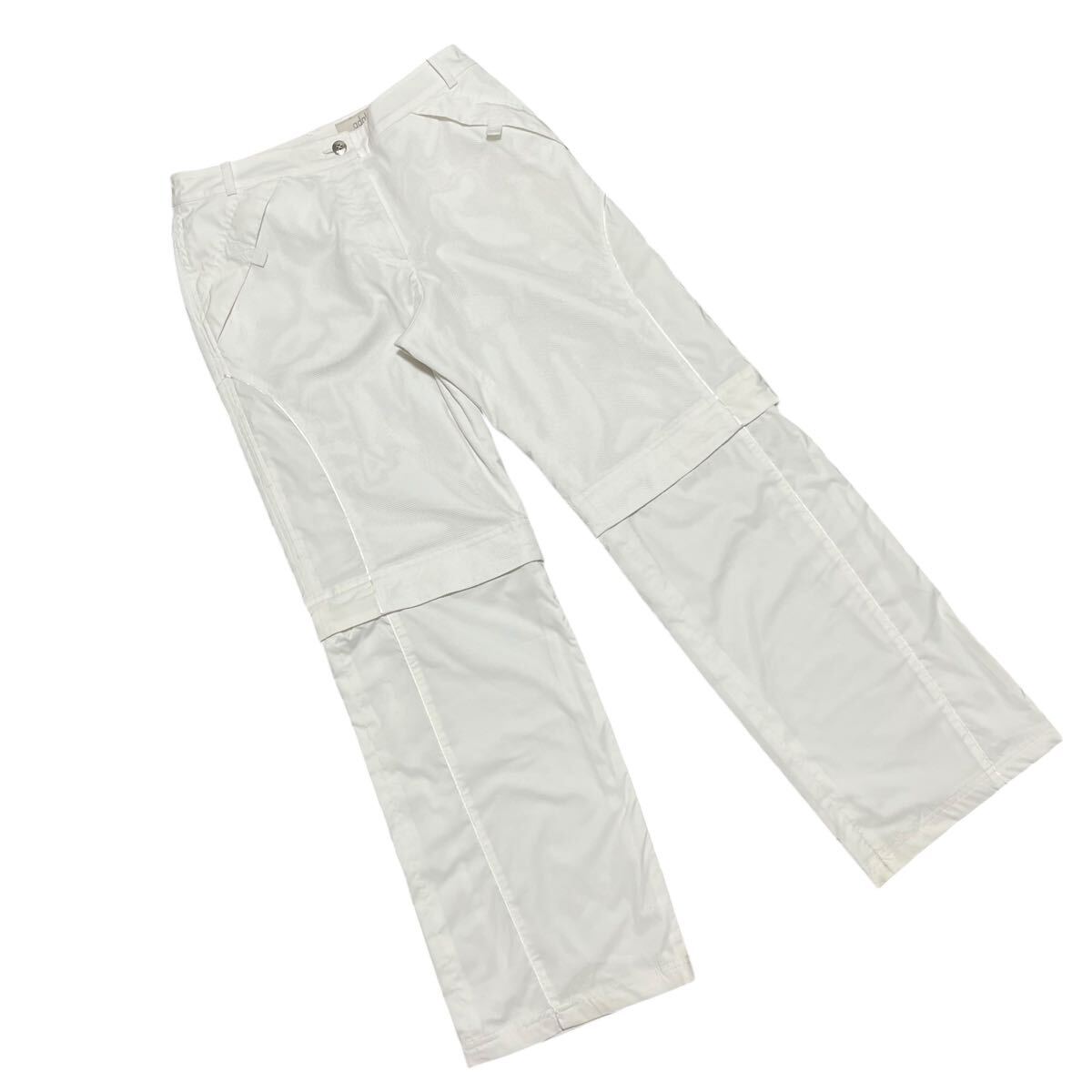 ※1 adabat アダバット 2wayゴルフパンツ ホワイト メッシュ デタッチャブル ポリエステル100% 表記1 レディースS相當
