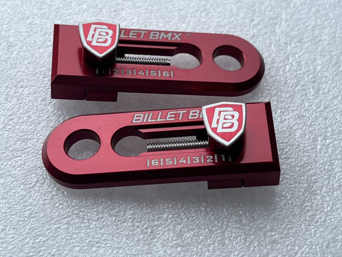 USA Billet BMX チェーンテンショナー 3/8インチ 10mm アクセル 赤 左右 USDM BMX MTB GT KUWAHARA 国内在庫 即納