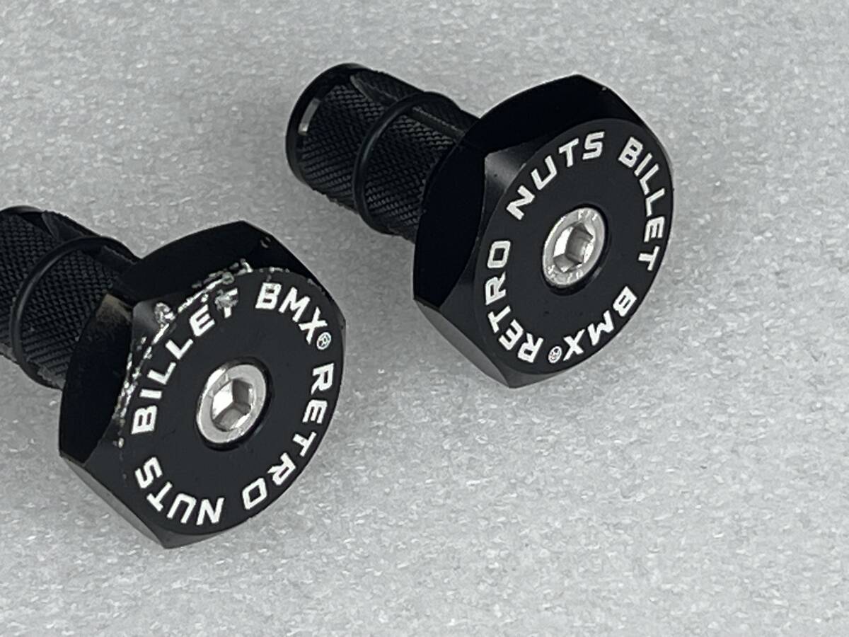 USA Billet BMX 中古 RetroNuts 6Point Billetハンドルバーエンド 左右 黒 USDM BMX MTB GT KUWAHARA CustomBMX