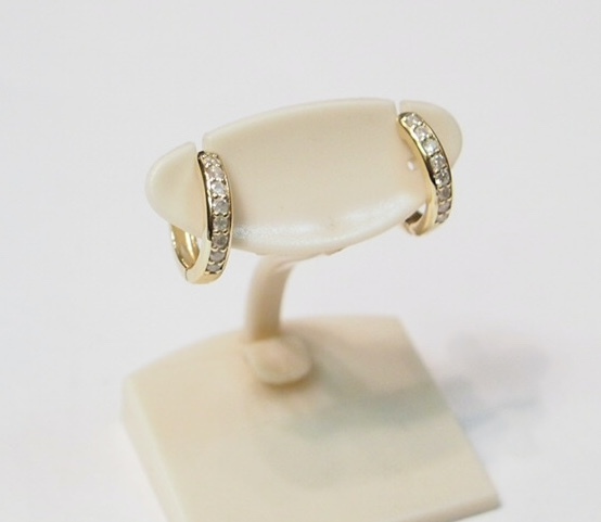 新品 送料無(wú)料 １０金 イエローゴールド制 天然ダイヤ 0.16ct 中折れ 開(kāi)閉式 フープ リング ピアス/K10 YG 10K/輪っか/即決有り