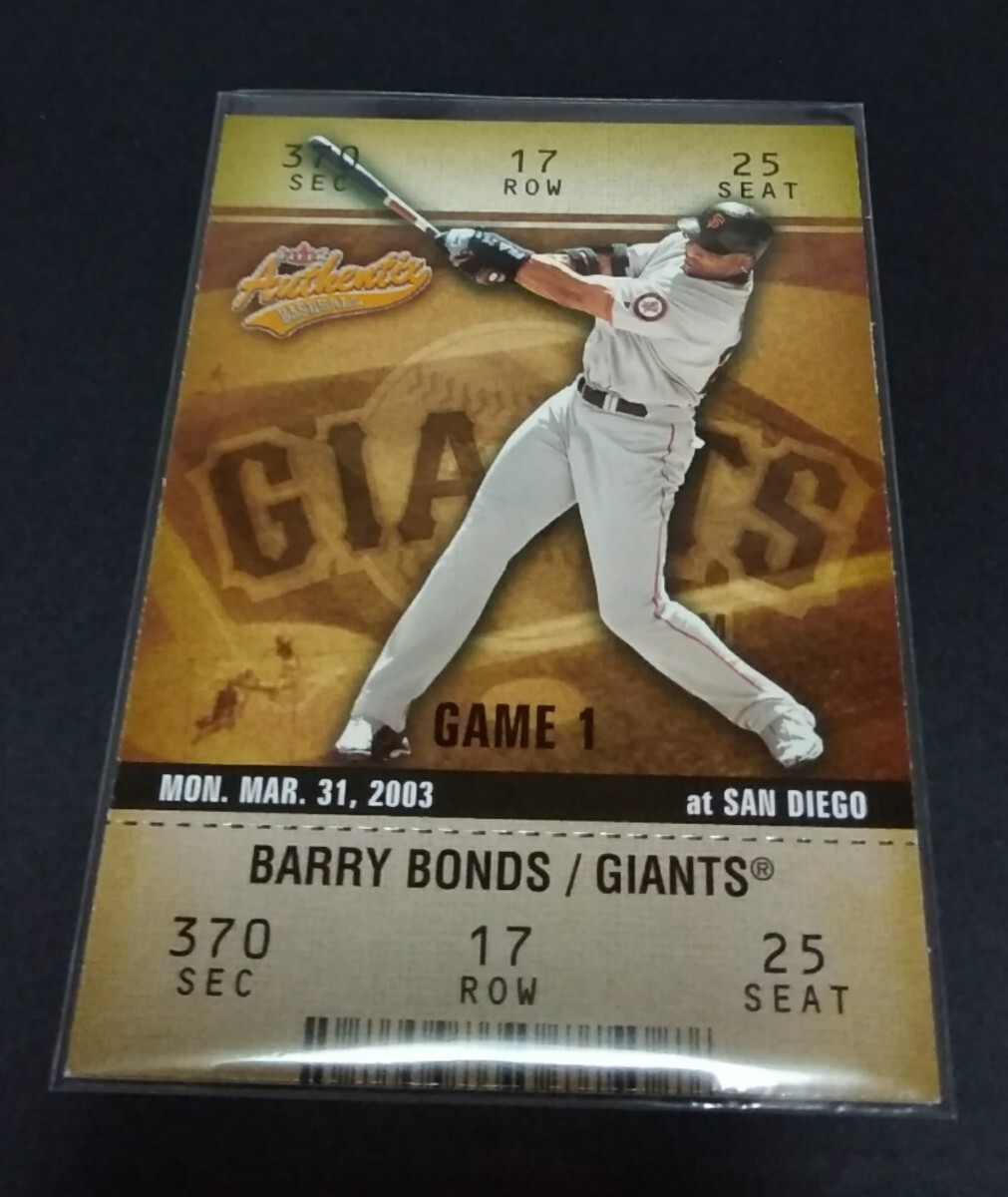 MLB 2003年FLEER Authentix バリー?ボンズ(ジャイアンツ) No,6。Giants BARRY BONDS 