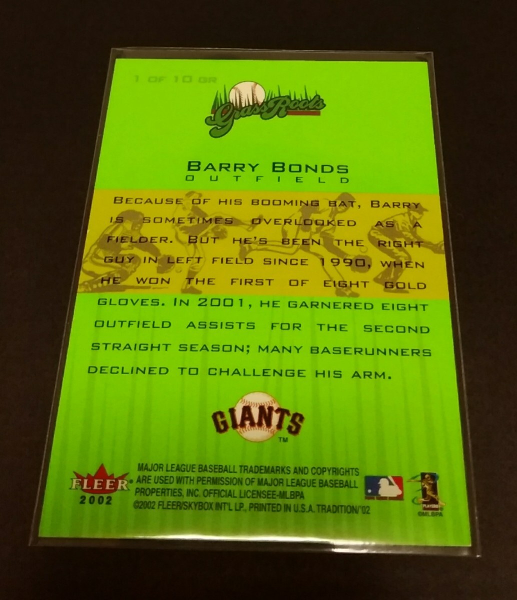 MLB 2002年FLEER バリー?ボンズ(ジャイアンツ)GRASS ROOTS No,1 of 10 GR。Giants BARRY BONDS 