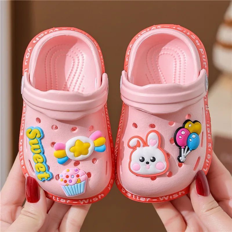 14cm ピンク 女の子 キッズ 室內(nèi)履き 柔らかい 穴あき サンダル スリッパ 水游び 子供 かわいい 履きやすい 動(dòng)物 クロックス MNE0185