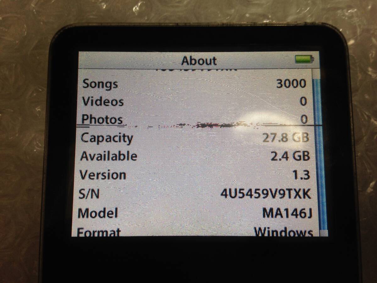 【動作品】iPod classic 30GB　バッテリー○ MA146J/A1136