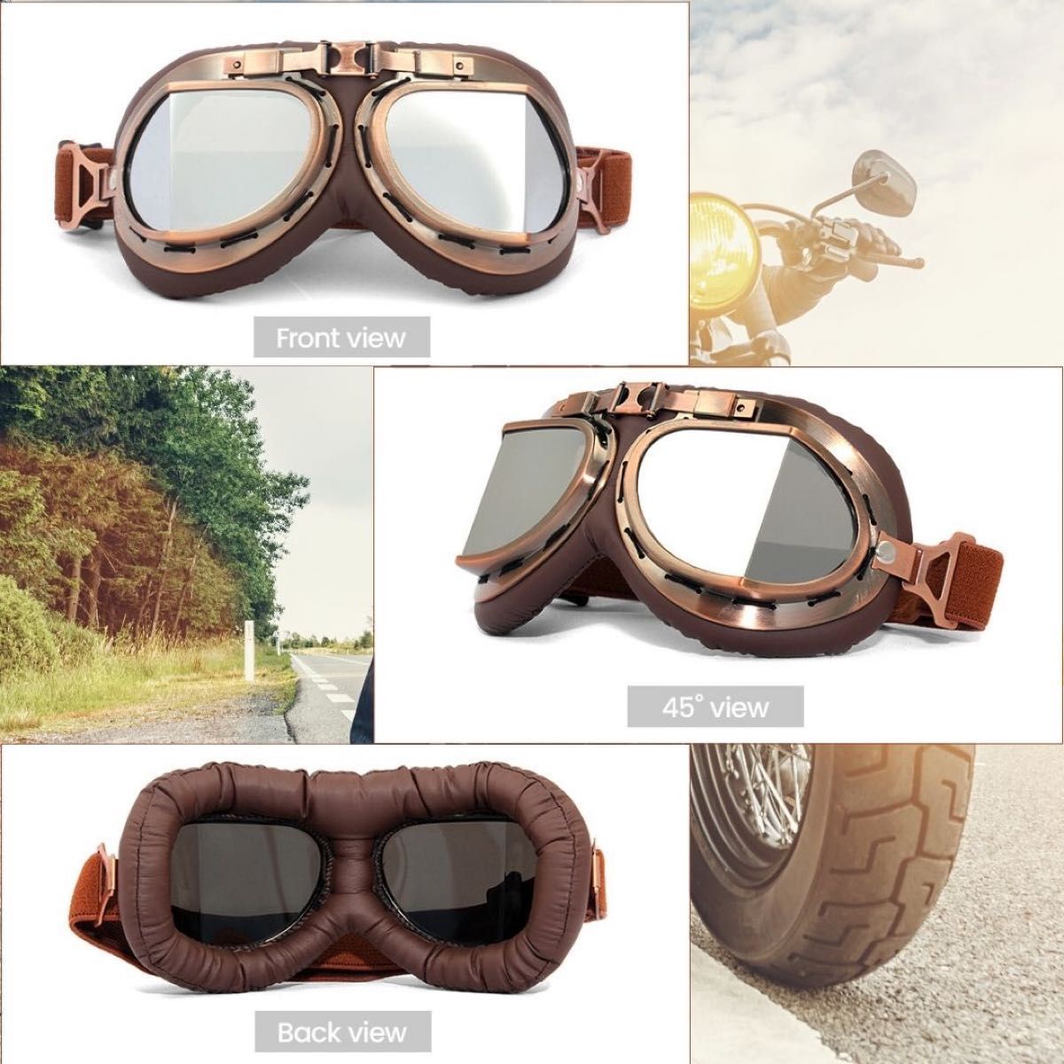 ヴィンテージ オートバイ ゴーグル バイク レトロ サイクリング スポーツ UVカット ヘルメットメガネ 保護(hù)メガネ スポーツ