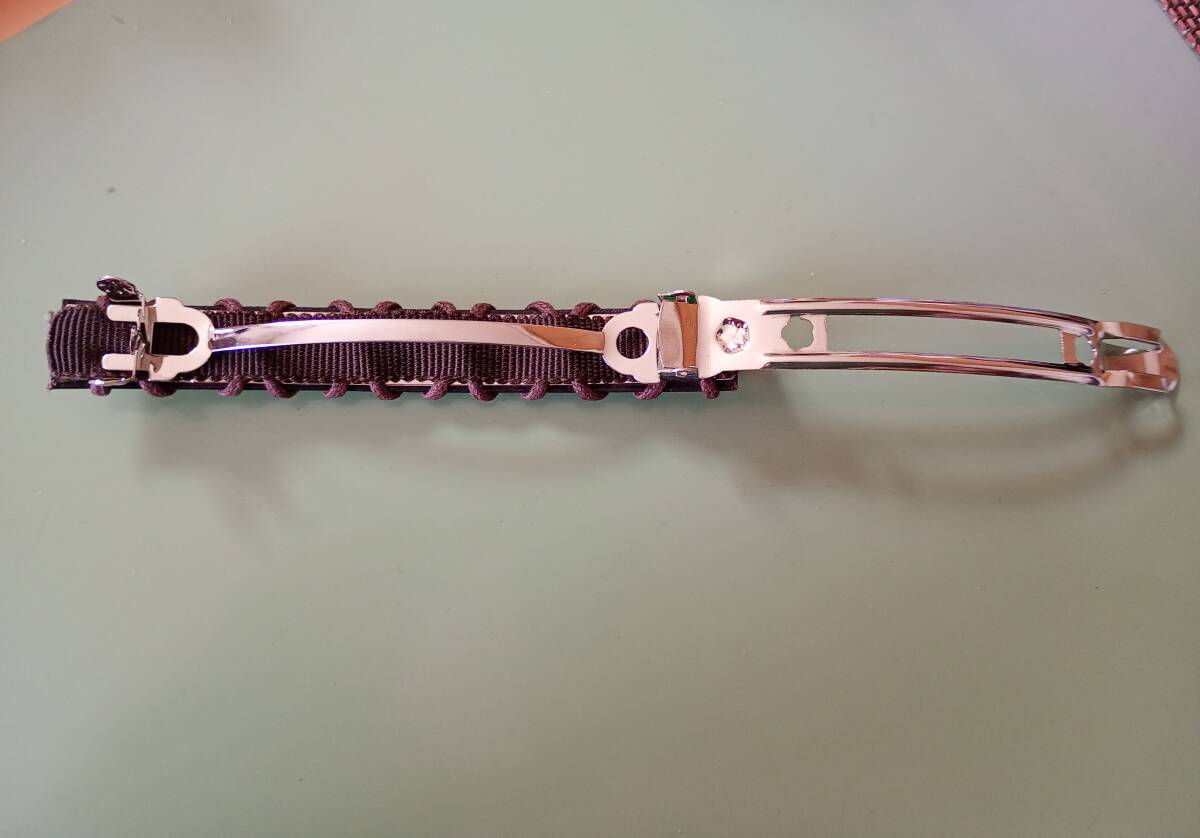 レトロ Italian Leather イタリアンレザー 編込み 茶色 髪留め バレッタ アクセサリー レザー_画像4