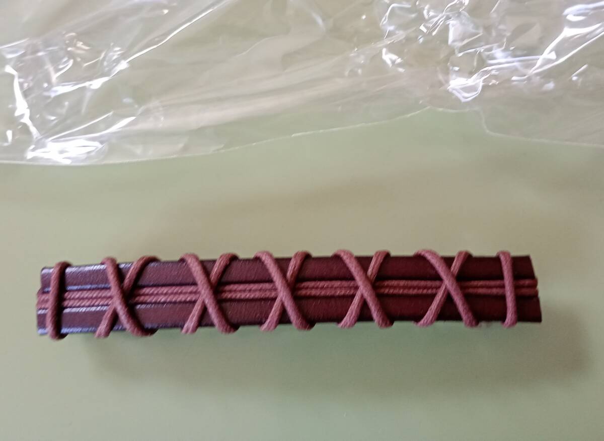 レトロ Italian Leather イタリアンレザー 編込み 茶色 髪留め バレッタ アクセサリー レザー_画像1