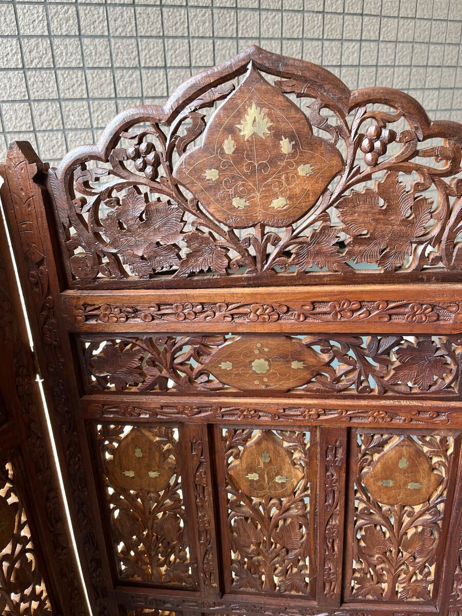美品・東南アジア家具】アジアン風衝立(パーティション) 木製 美品・東南アジア家具】アジアン風衝立(パーティション) 木製