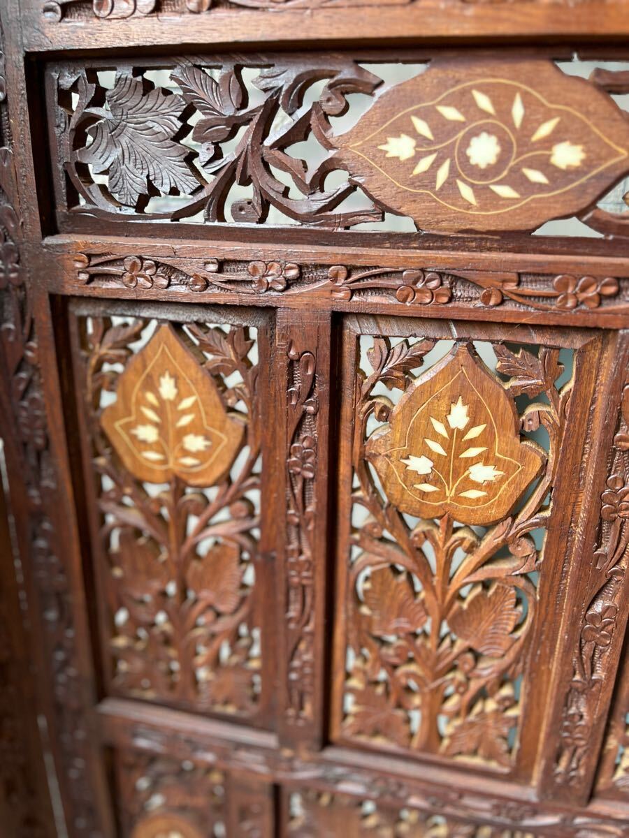 美品・東南アジア家具】アジアン風衝立(パーティション) 木製 美品・東南アジア家具】アジアン風衝立(パーティション) 木製