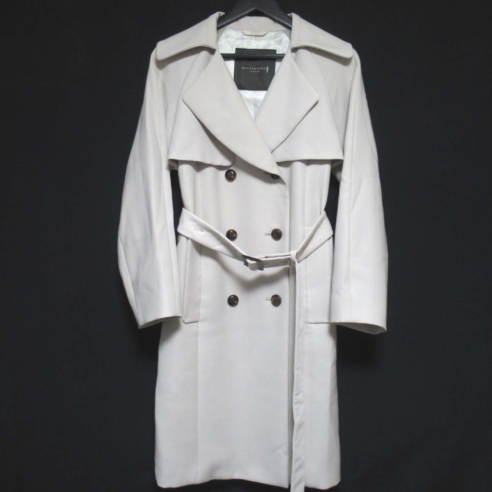 美品 MACKINTOSH LONDON マッキントッシュロンドン ダブルブレスト ソフト トレンチコート G5A12-211-40 38 ベージュ系