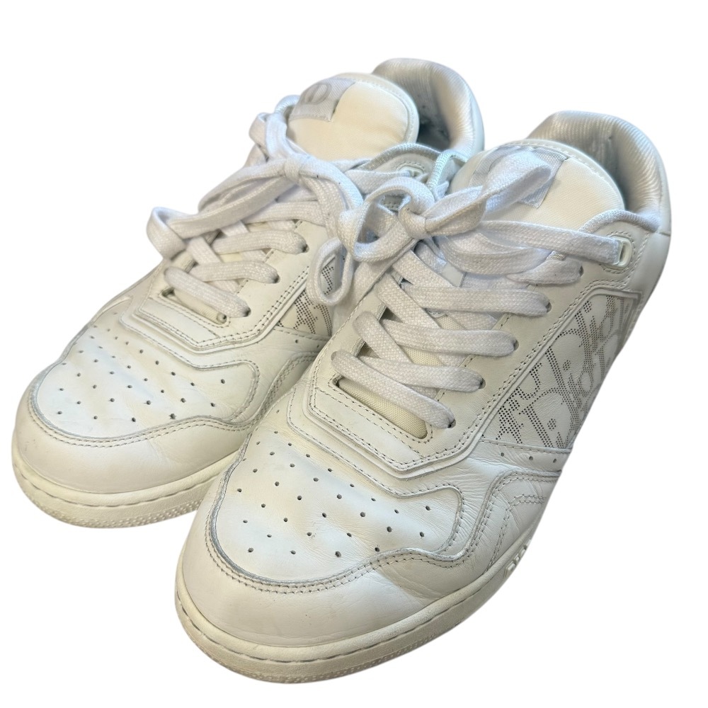 美品 Christian Dior クリスチャンディオール B27 レザー ロゴスニーカー 42 1/2 27.5cm相當(dāng) ホワイト